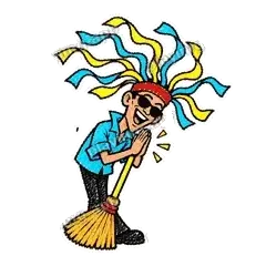 谢谢啦 - 飘带扫把哥表情