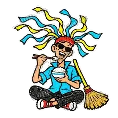 干饭了 - 飘带扫把哥表情