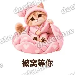 被窝等你 - 粉睡衣金渐层表情