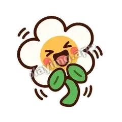 白花大笑 - 边框礼貌白花表情