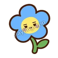 蓝花无语 - 边框静静蓝花表情